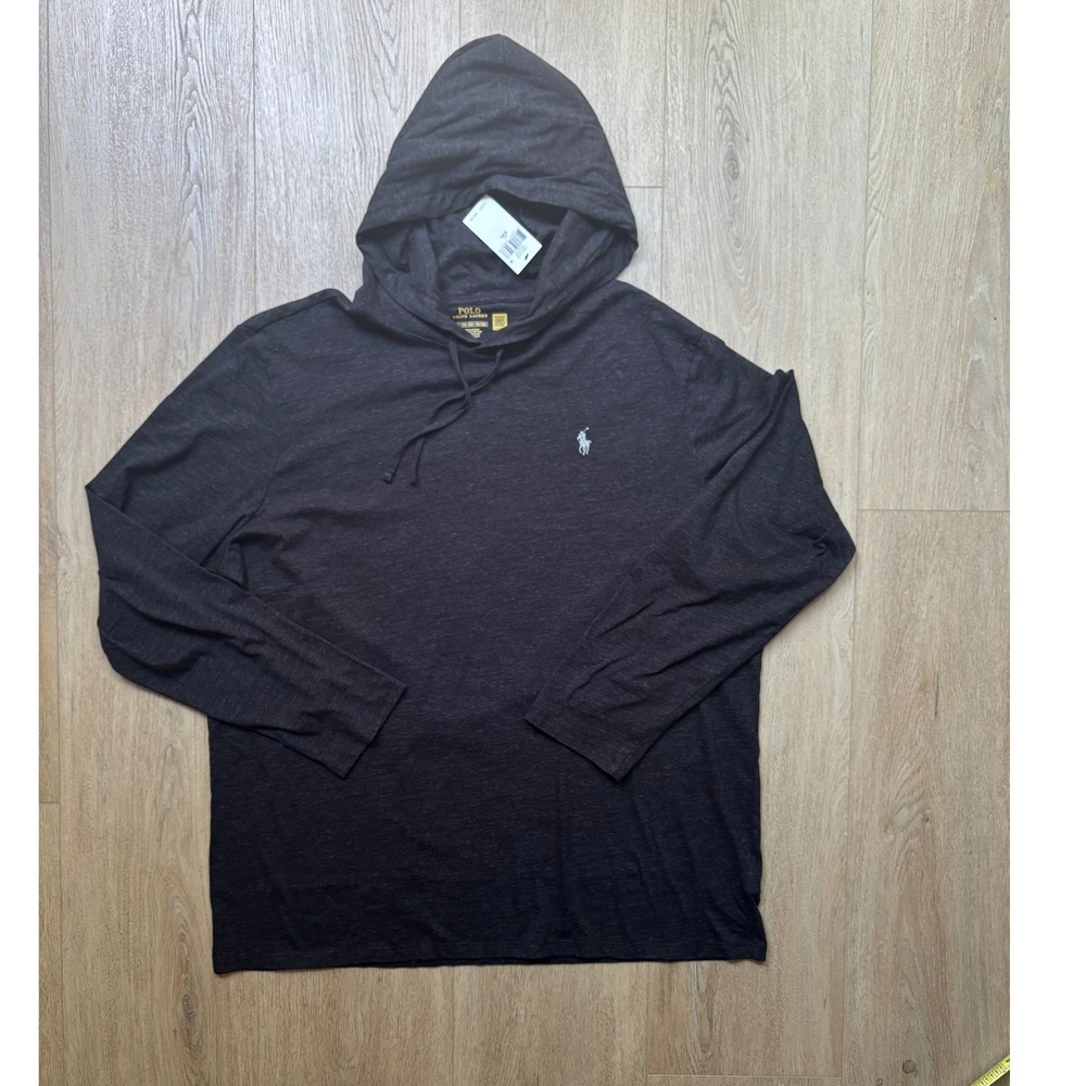 Polo Ralph Lauren Mens XL Hoodie Long Sleeve T-Shirt Charcoal Grey Heather NWT